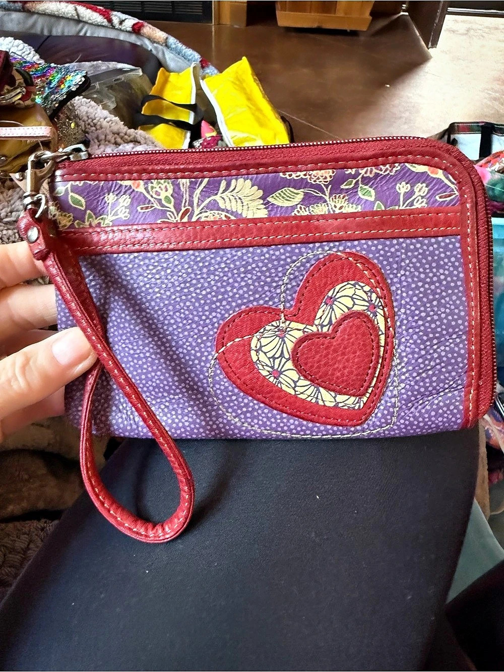 Vera Bradley Floral Purple & Red Wristlet
